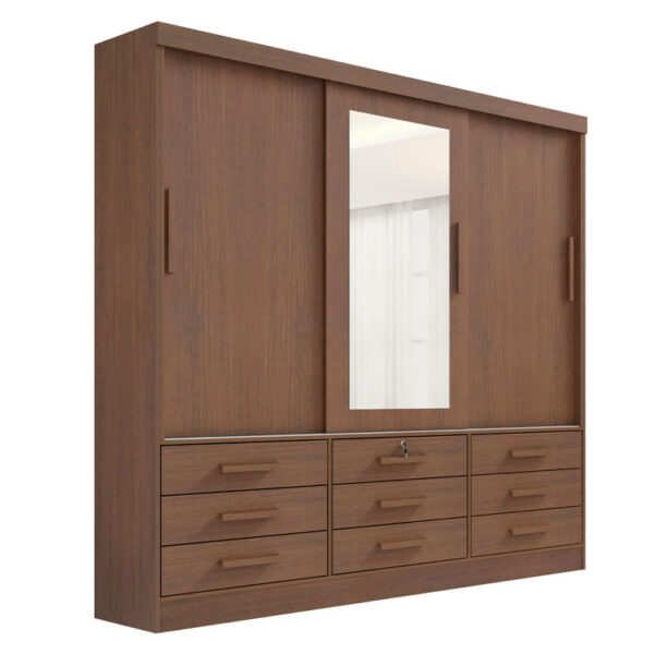 Roupeiro Meridian 3 Portas com Espelho